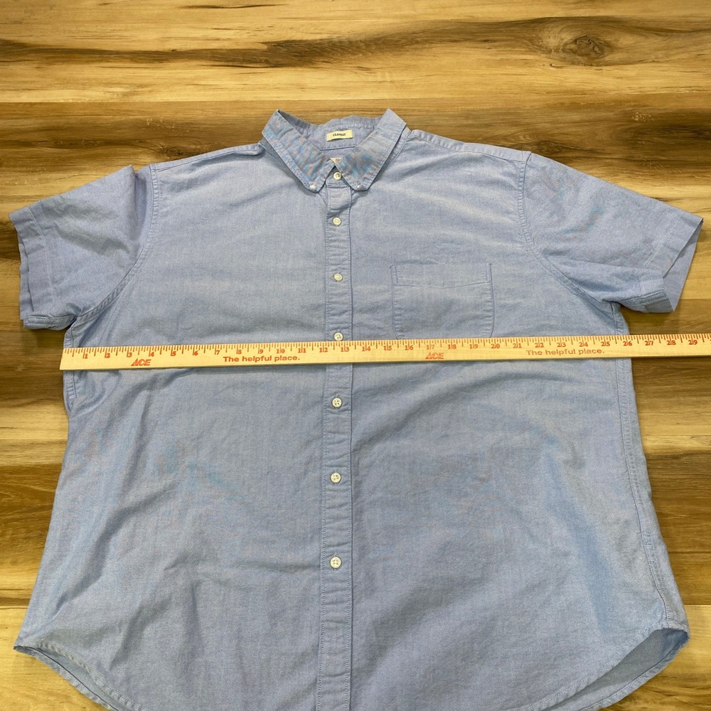 J. Crew Button Down Shirt XXL Short Sleeve Oxford Cotton Classic Fit Blue - Picture 7 of 9